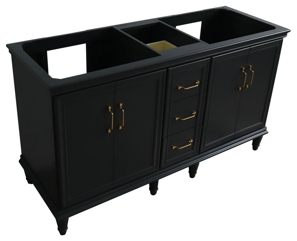 60" Double Vanity, Dark Gray Finish, Cabinet Only