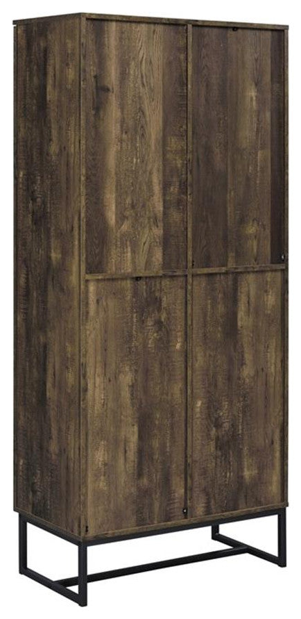Coaster Farmhouse Wood 2-Door Accent Storage Cabinet with Metal Base in Oak