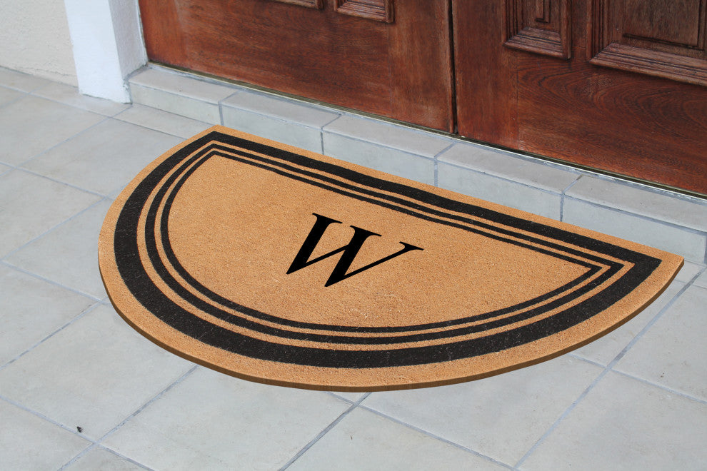 A1HC Natural Coir Flock Monogrammed Door Mat for Front Door, 30x60, W