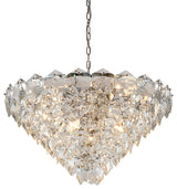 15-Light Chrome Steel Chandelier With Clear Crystals