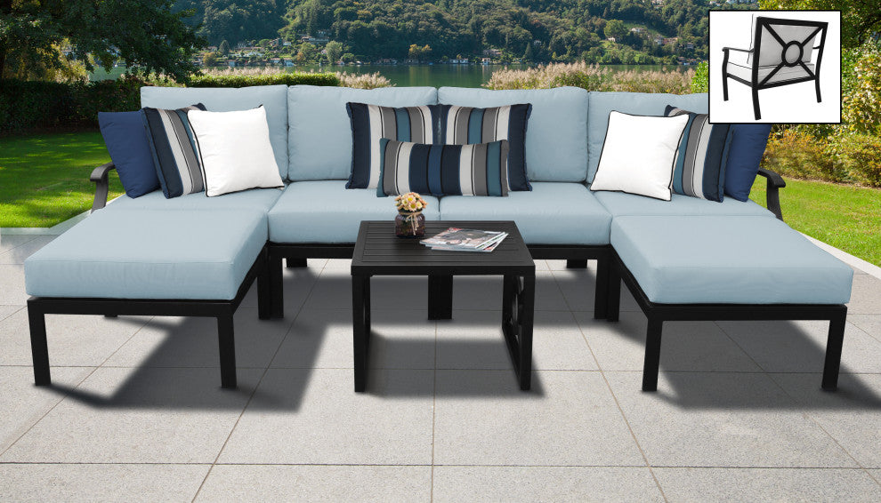 kathy ireland Madison Ave. 7 Piece Aluminum Patio Furniture Set 07a, Tranquil