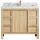 Elizabeth Oak 42" Single Sink Vanity, White 2" Viola Brown