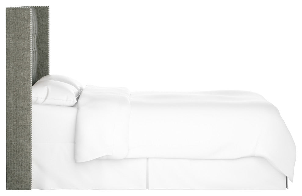 Monarch Cal King Tufted Wingback Headboard, Zuma Charcoal