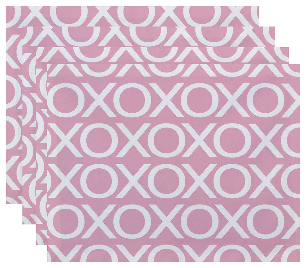18"x14" Valentine Print Placemat, Pale Pink, Set of 4