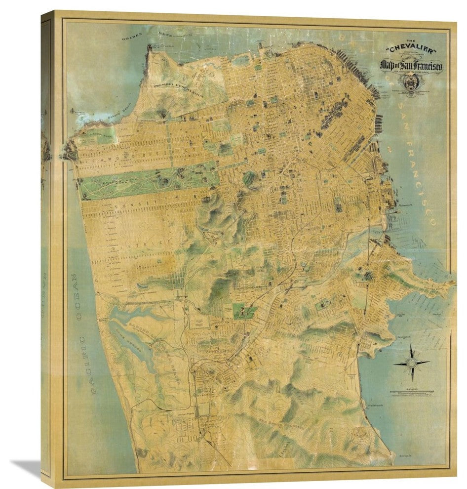 "The "Chevalier" Map of San Francisco" Artwork, 26"x30"