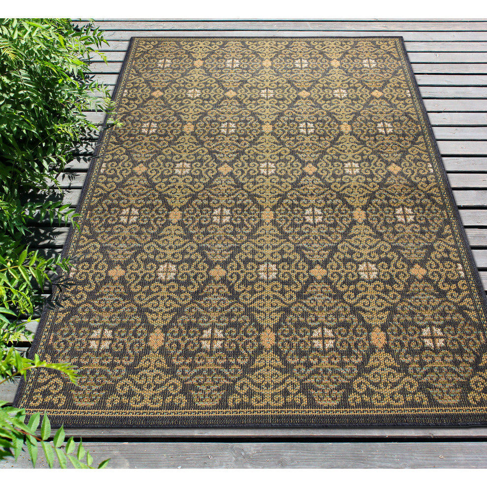Patio Suzani Diamonds Indoor/Outdoor Rug, Navy, 7'10"x9'10"