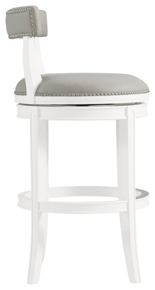 Hanover Swivel Bar Stool, White and Gray, Bar Height