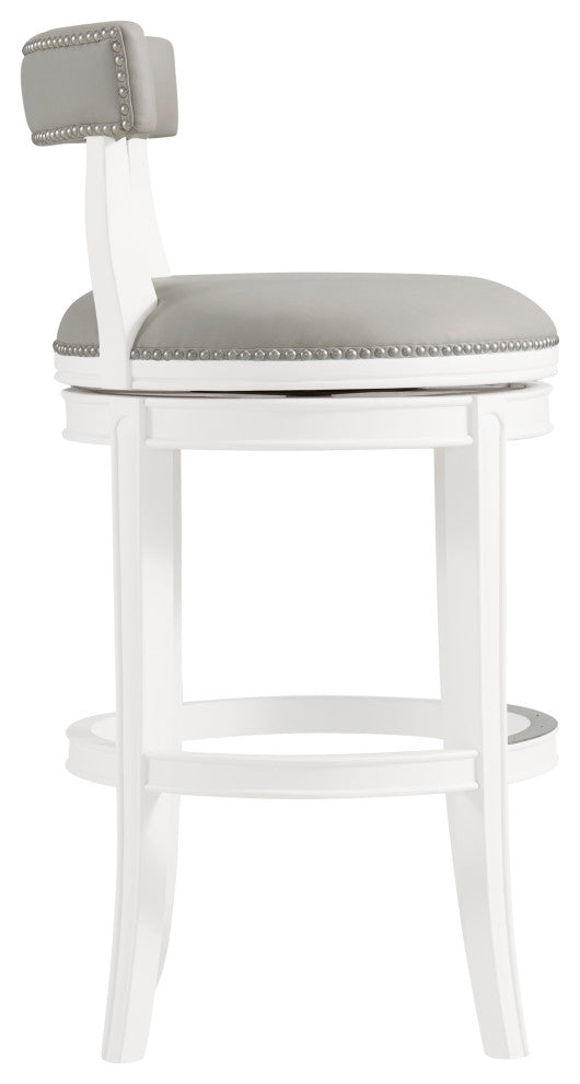 Hanover Swivel Bar Stool, White and Gray, Bar Height