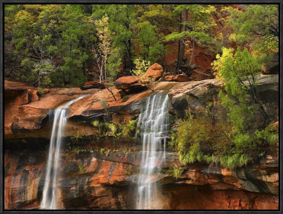 Cascades Tumbling 110 Feet At Emerald Pools, Zion National Park, Utah, 24"x18"