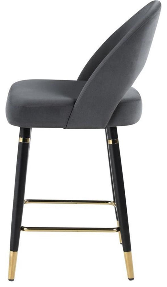Coaster Lindsey Upholstered Velvet Counter Height Stool in Gray