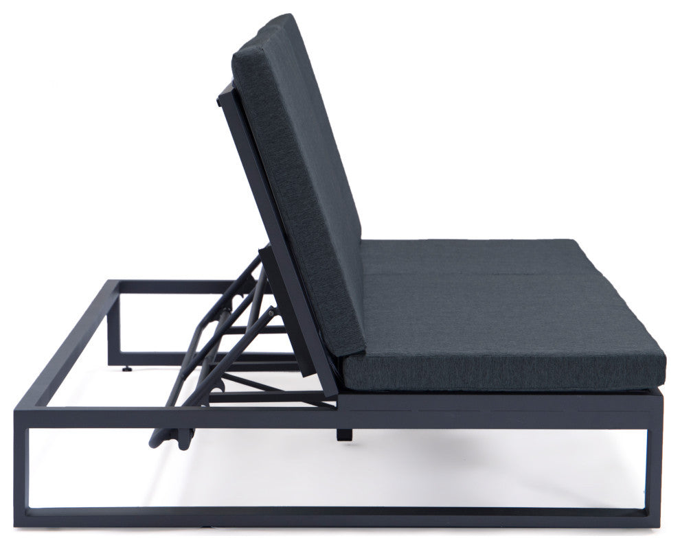LeisureMod Chelsea Convertible 2-in-1 Sofa and Double Chaise Lounge, Black