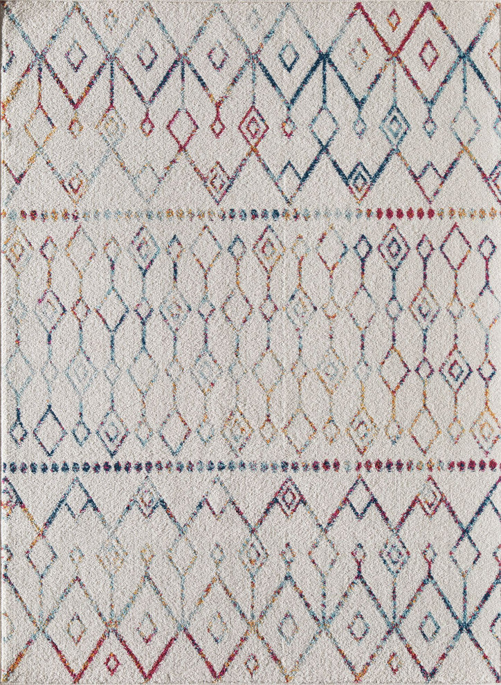 Cove Confetti Mix Moroccan Tribal White Area Rug, 5'0" X 7'0"