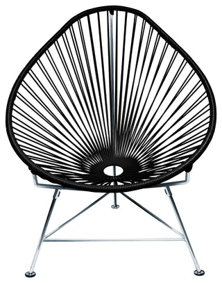 Acapulco Indoor/Outdoor Handmade Lounge Chair, Black Weave, Chrome Frame