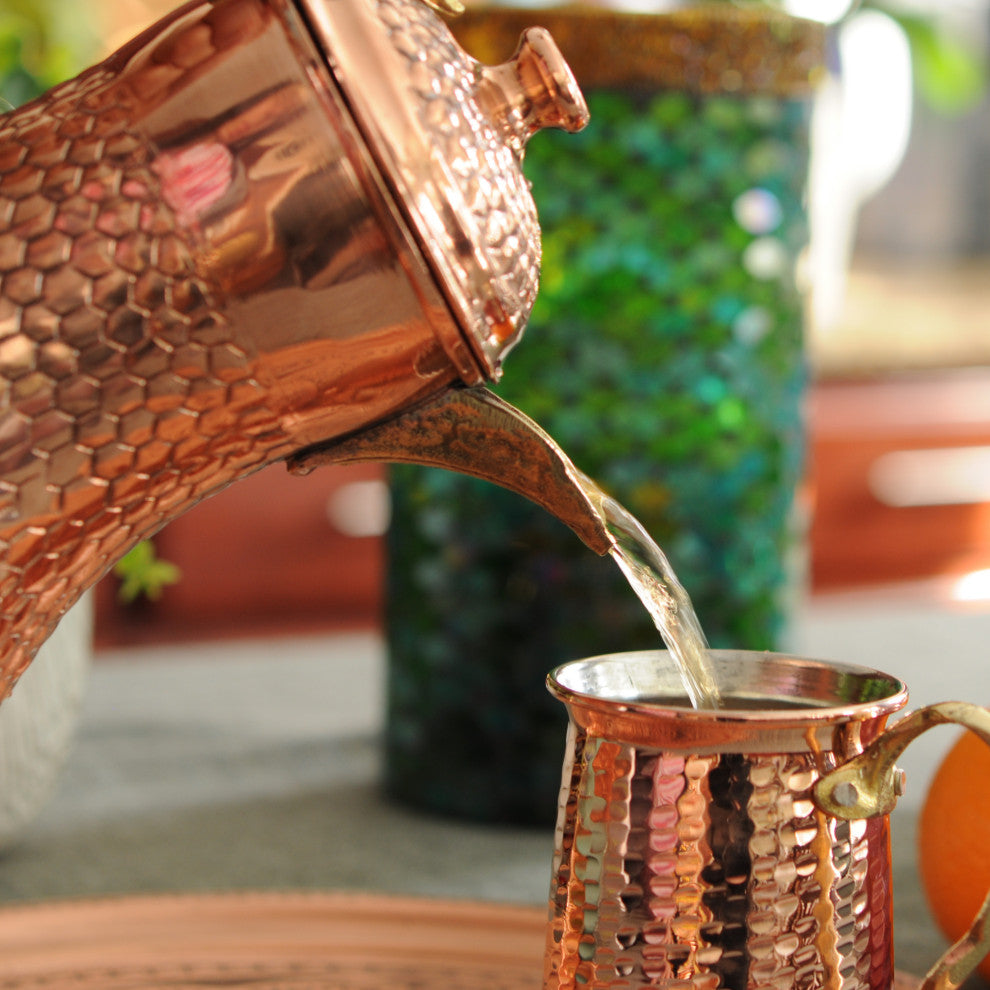 BeldiNest Hand Chiseled Round Copper Pitcher