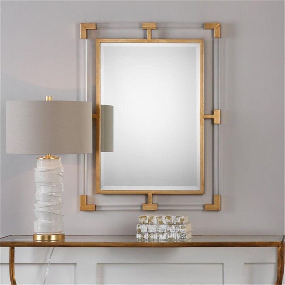 Maklaine Contemporary Decorative Glass Mirror in Gold