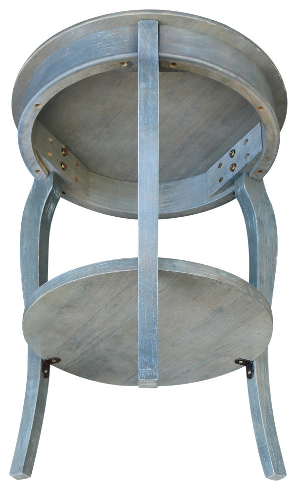 Cambria Round End Table, Heather Grey-Antique Washed
