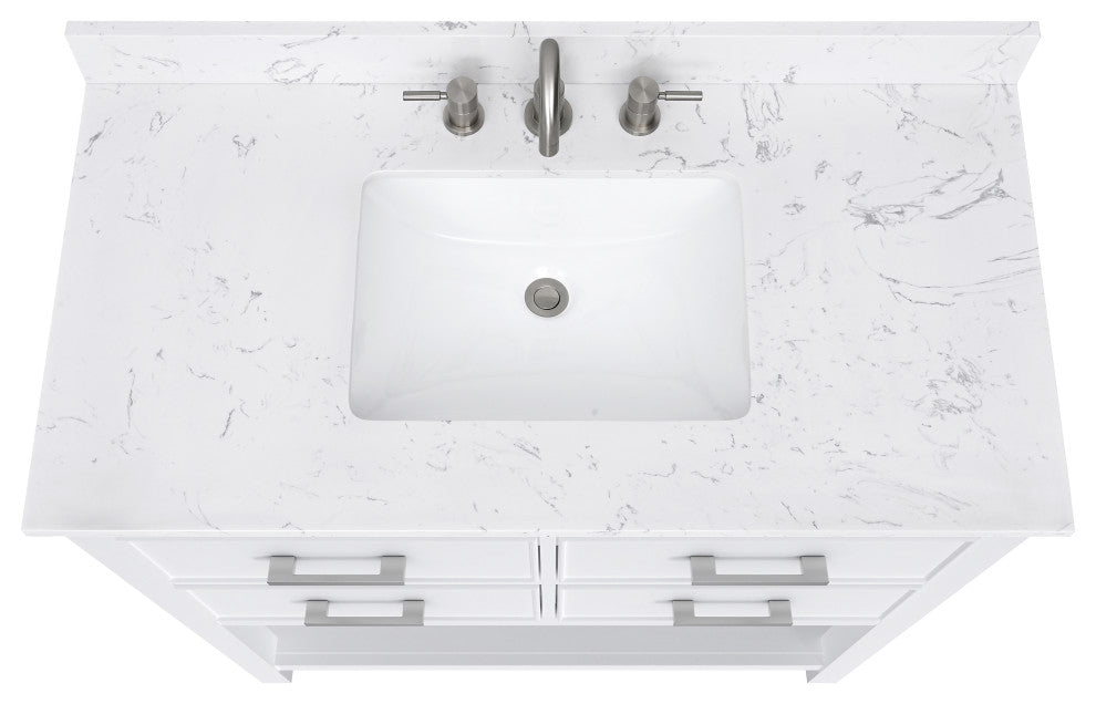 Avanity Brooks 42" Vanity, White and Cala White Engineered Top