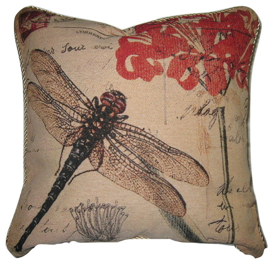 Dragonfly Story Boho Pillow Cover, Taupe