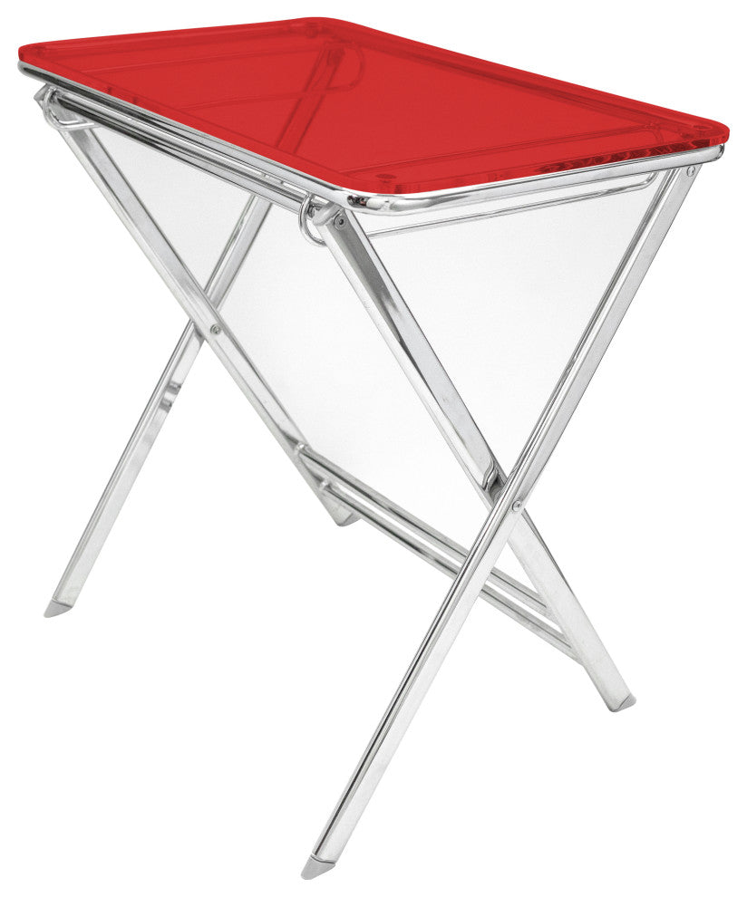 LeisureMod Victorian Foldable End Side Table Tray, Red