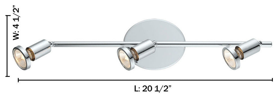 3x50W Track Light, Chrome Finish