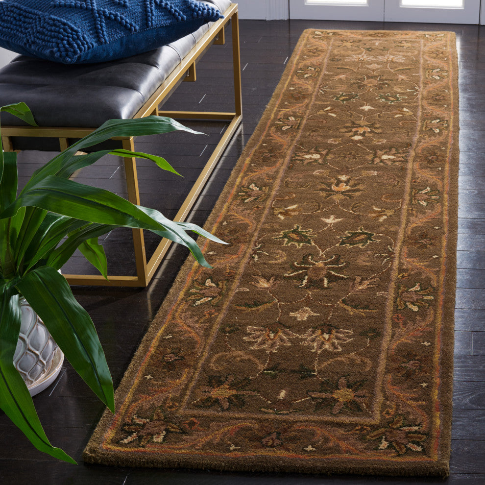 Safavieh Antiquity Collection AT52 Rug, Olive/Gold, 2'3"x20'