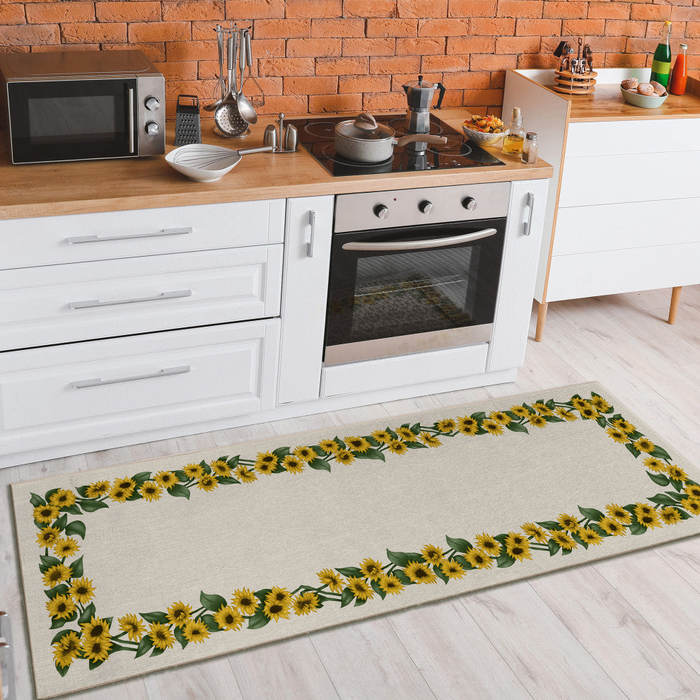 Indoor/Outdoor Kendall KE17 Beige Machine Washable 2'3" x 7'6" Runner Rug