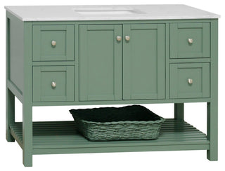 Kitchen Bath Collection Lakeshore 48" Vanity, Sage Green, Engineered Carrara