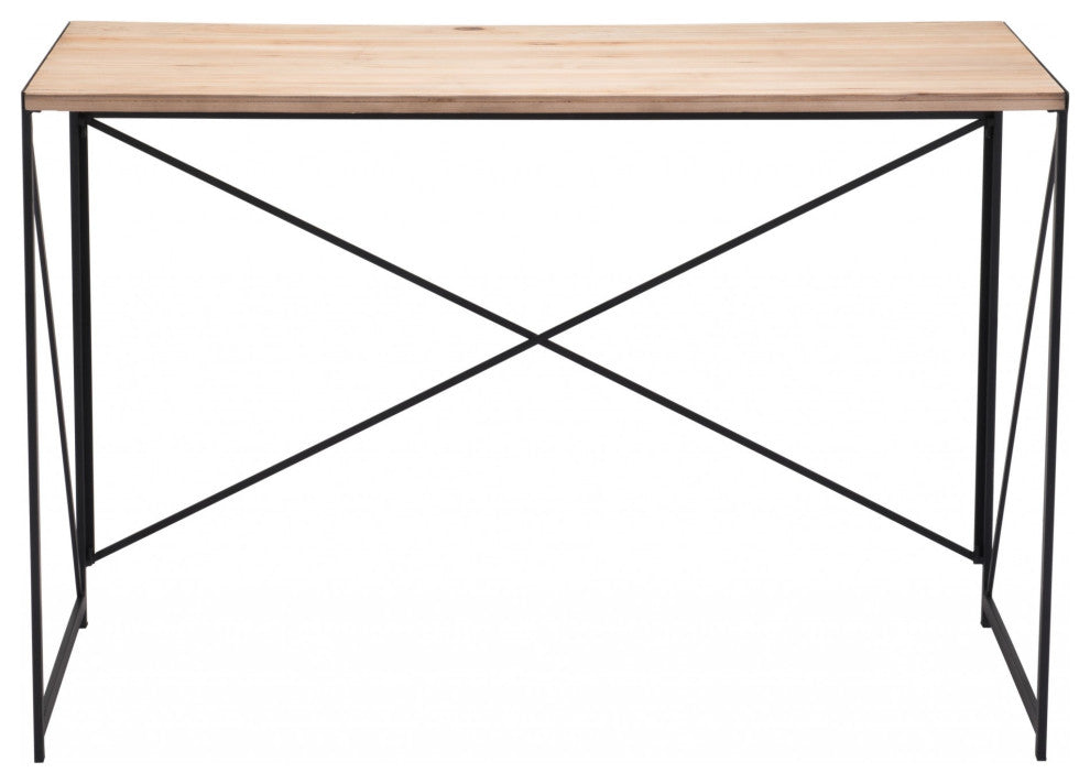 Light Natural Wood and Black Table Desk