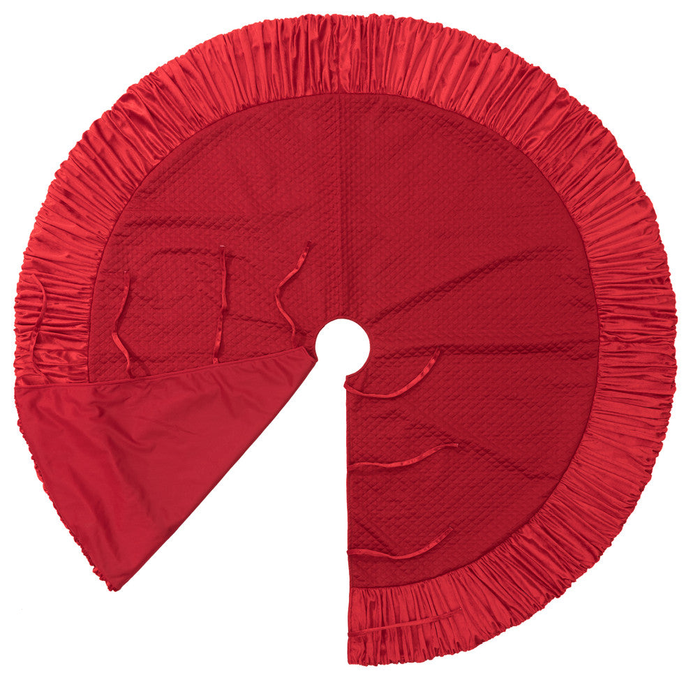 72"D Velvet Ruffled Christmas Tree Skirt
