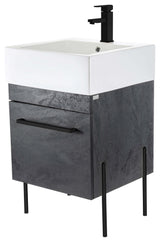 Fine Fixtures Modern Vanity Set, Black Marble, 20", Black Hardware
