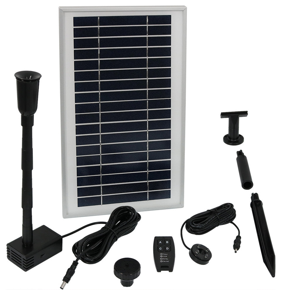Sunnydaze 105 GPH Solar Pump Kit, Battery Pack, 55" Lift, Remote Control