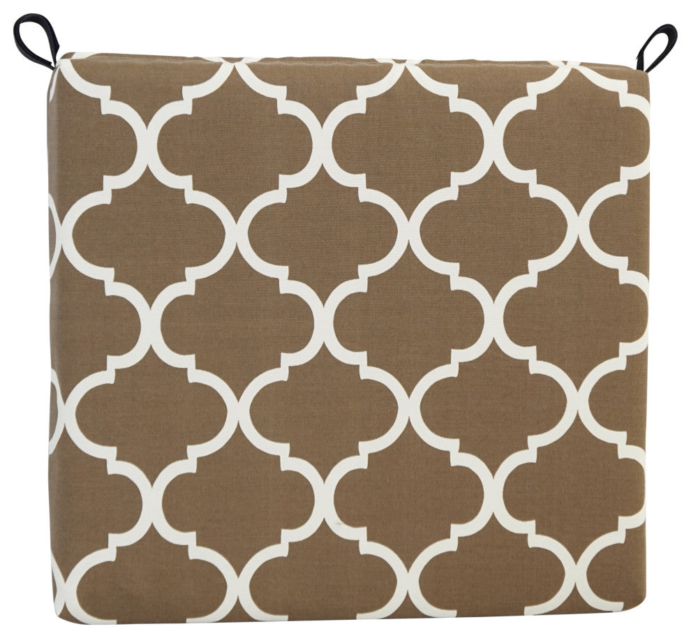 20"X19" Patterned Outdoor Chair Cushions, Set of 4, Landview Mocha