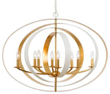 Luna 8 Light Matte White & Antique Gold Chandelier