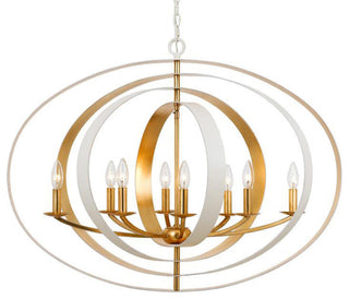 Luna 8 Light Matte White & Antique Gold Chandelier