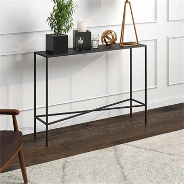 Maklaine Industrial 42" Steel Console Table in Black