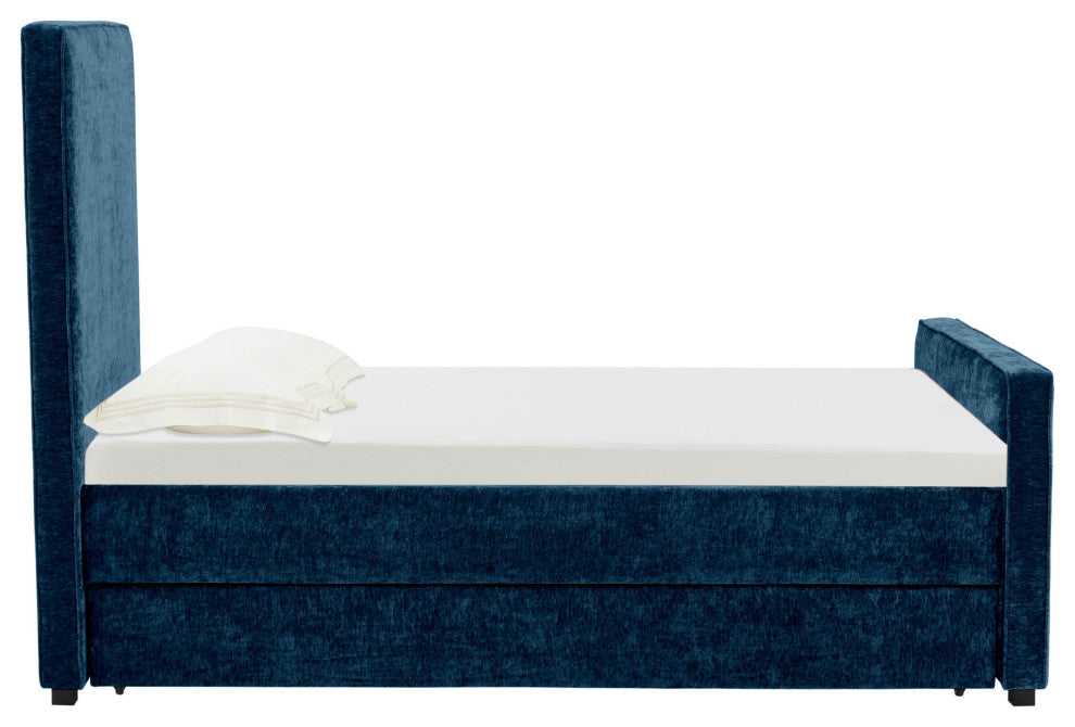 Delilah Navy Textured Velvet Trundle in Twin