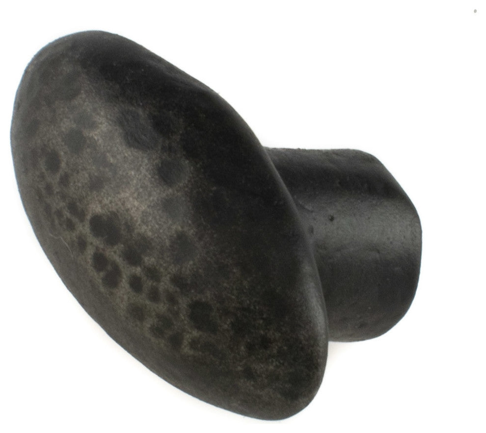 Oval Pewter Cabinet Hardware Knob, Black Iron