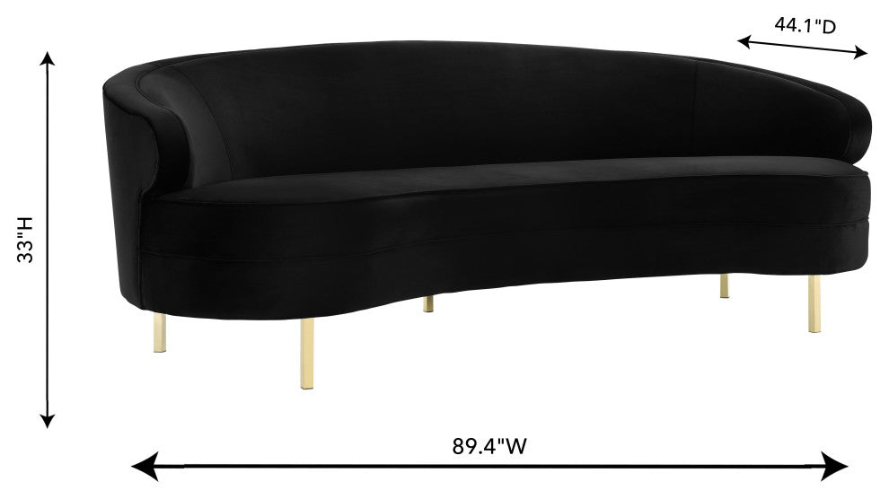 Baila Black Velvet Sofa - Black