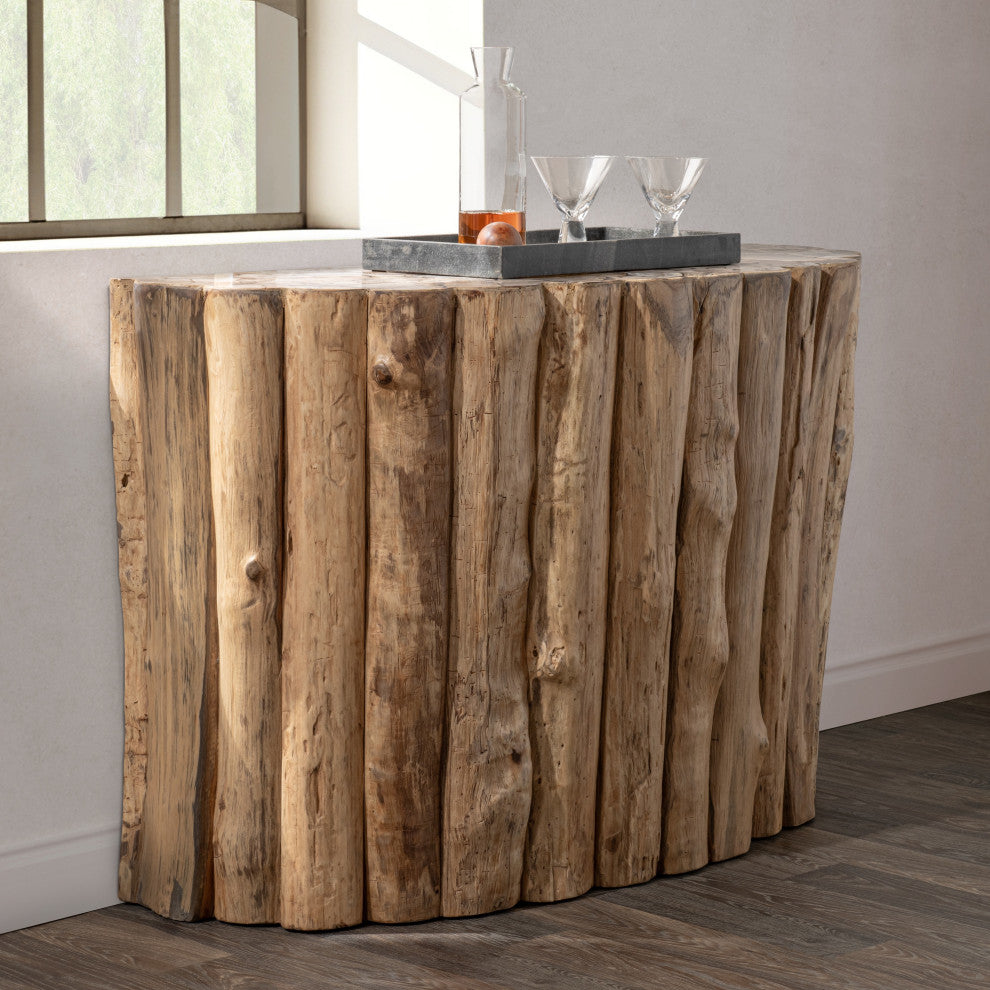 Norwest Petrified Teak Wood Console Table