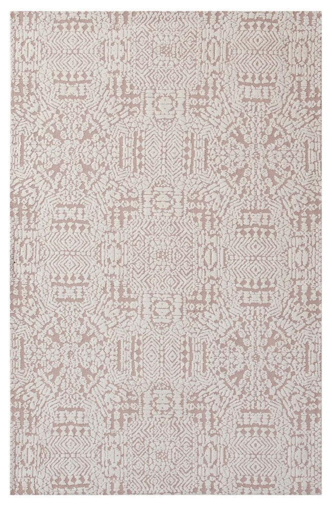 Ivory and Cameo Rose Javiera Contemporary Moroccan 8x10 Area Rug