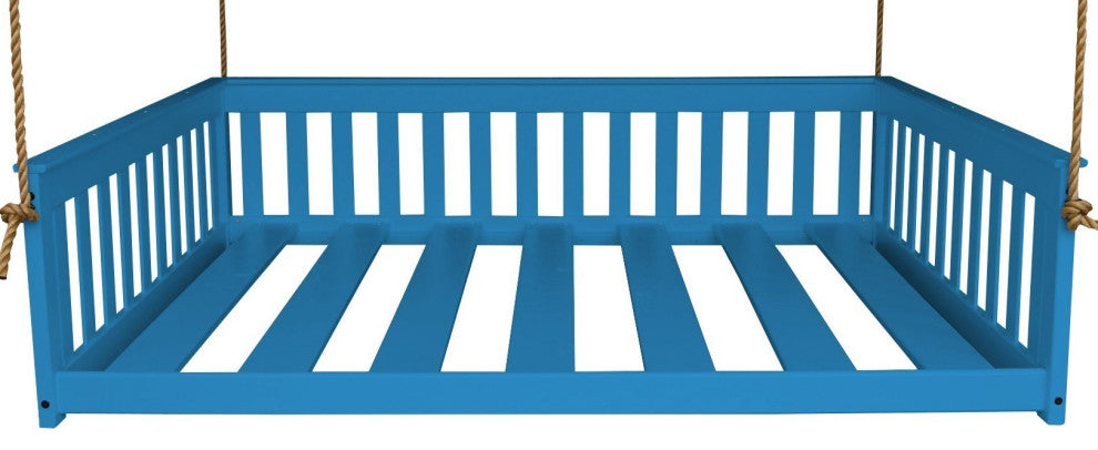 Misson Hanging Daybed, Caribbean Blue, Full, With Rope