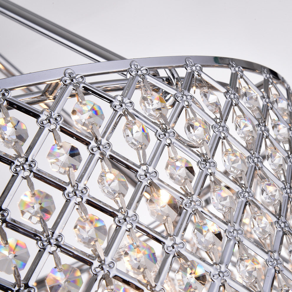 Marya 4-Light Chrome Beaded Drum Semi Flush Mount Chandelier Glam Lighting