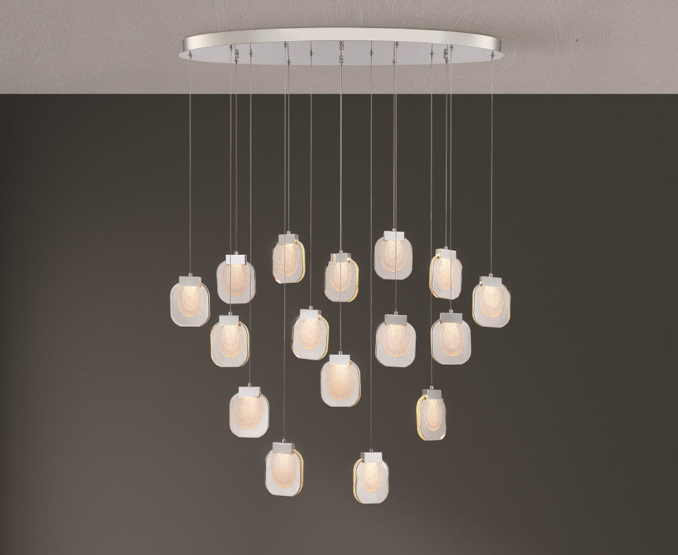 16-Light 44" Integrated Led Multi Drop Chandelier