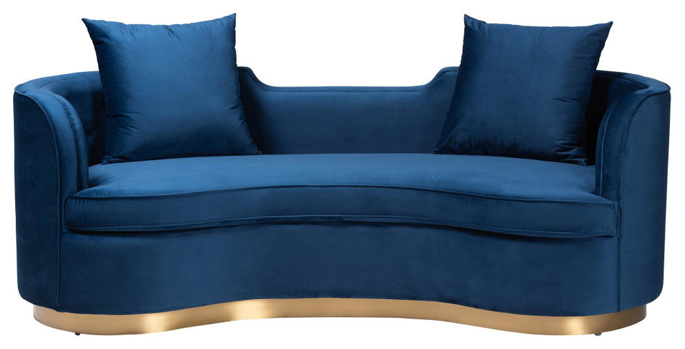 Rosy Glam Navy Blue Velvet Sofa