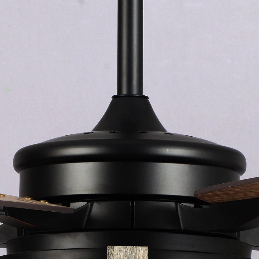 52 in Ceiling fan Matte Black Ceiling Fan with Glass Lampshade