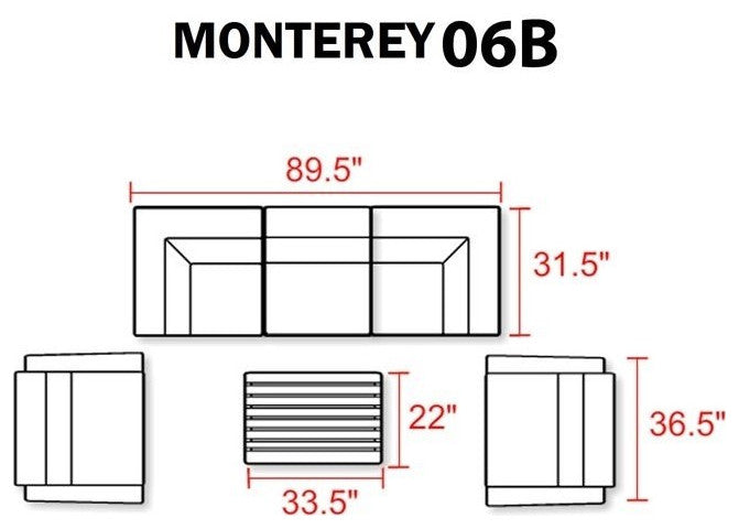 Monterey 6 Piece Outdoor Wicker Patio Furniture Set 06b