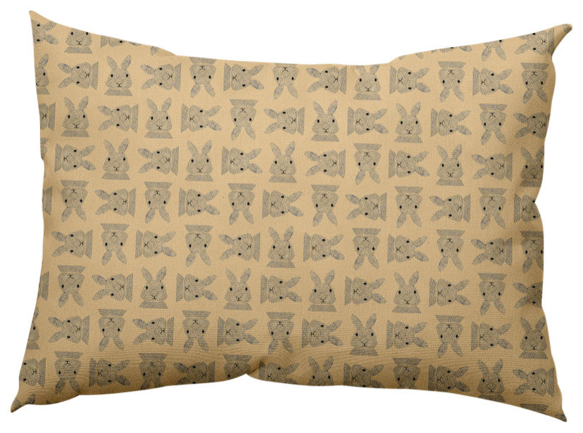 Criss Cross Bunnies Easter Indoor/Outdoor Lumbar Pillow, Corn Yellow, 14x20"