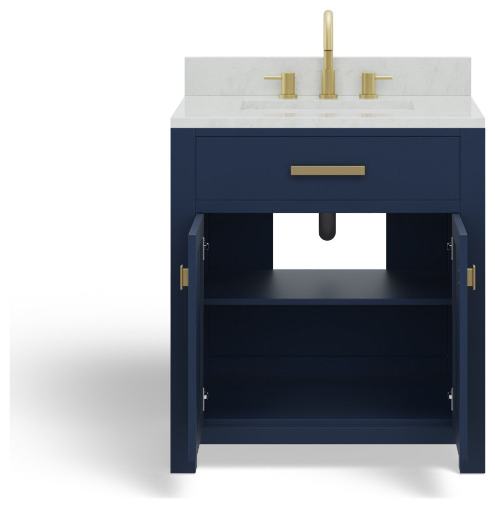 The Polaris Bathroom Vanity, Monarch Blue, 30", Single Sink, Freestanding