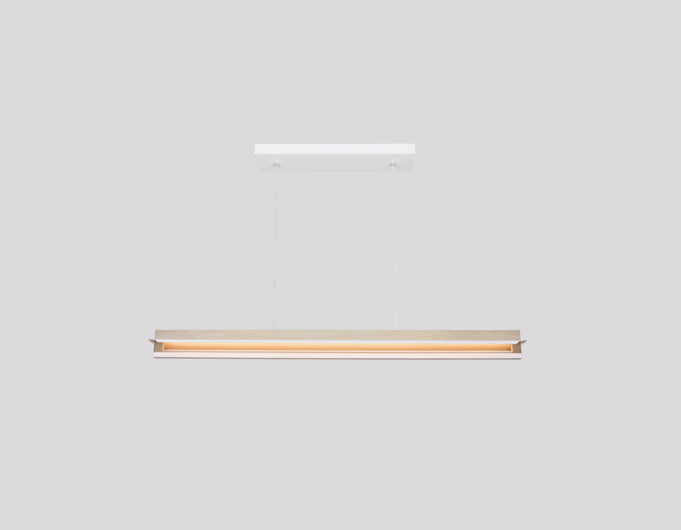 Nubis Linear Pendant, White Washed Oak, White Canopy, Linear Canopy, LED, 3000k