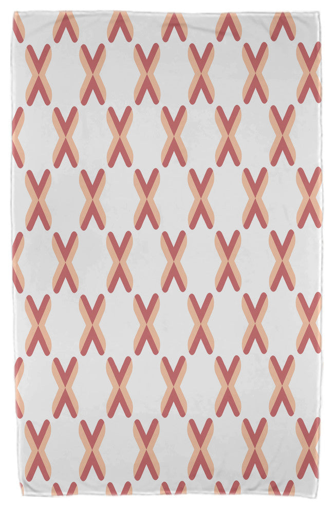 30x60" Criss Cross, Geometric Print Beach Towel, Coral